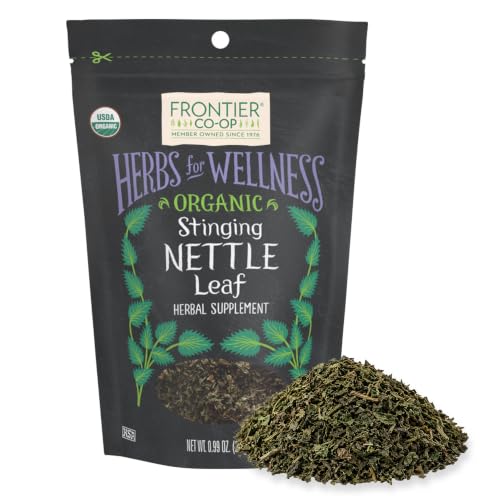 Frontier Co-op Organic Stinging Nettle Leaf, Resealable Bag, Cut &amp; Sifted, Ideal for Making Nettle Tea, Kosher | 0.99 Ounce (Pack of 1)