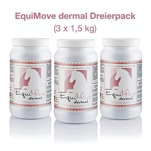 EquiMove Dermal | tierärztliche Ergänzung für Haut, Fell, Hufe | hochdosiert mit Biotin, Zink, Schwefel, Lycopin, Mangan, Actrisave | bei Fellproblemen, Ekzem oder brüchigem Horn (4,5 kg)