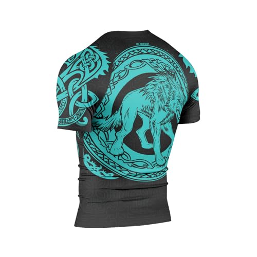 Men’s MMA Rash Guard – Short Sleeve Viking Design Compression Shirt for Combat Sports and No-Gi Training4