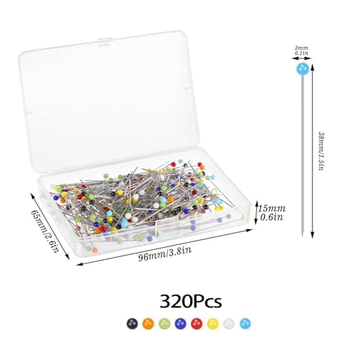 Miniatura 2 de Eupneicu Alfileres De Costura 320 Unidades , 38 Mm Alfileres Coloridos, Pasadores De Cabeza Redonda De Vidrio Para Decoración De Manualidades Y Proyectos De Costura Colorido