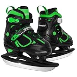 MammyGol Adjustable Ice Skates for Kids Boys and Girls, Hockey Lace-Up Skate, Green Ice Skating Size 1-4 for Beginner