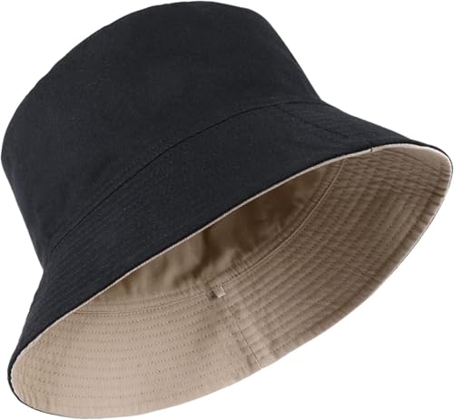 Chapeau de soleil d’été réversible en coton seau uni pour homme et femme