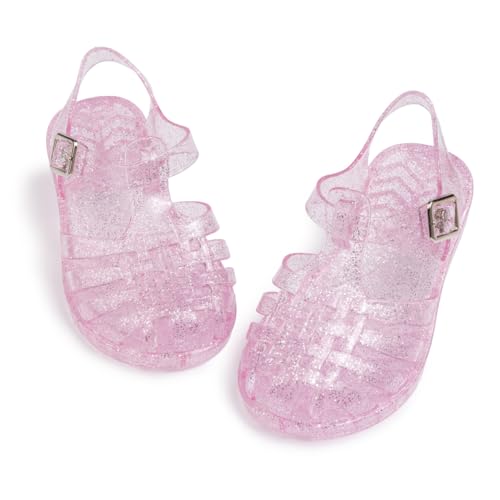 Image of KIDSUN Toddler Girls Jelly Sandals Closed Toe Water Beach Summer Shoes Soft Rubber Sole Mary Jane Dress Shoes Princess Flat