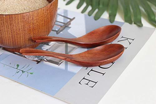 Soup Spoons, Wooden Spoons, Cishnou 6 Pieces Eco Friendly Japanese Tableware Natural Asian Chinese Won Ton Soup Spoons For Eating Mixing Stirring Cooking #TOP7