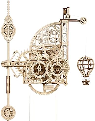 UGEARS Orologio a Pendolo Puzzle 3D – Aero Clock Orologio Sospeso Da Parete a pendolo Puzzle 3D in Legno – Modello Meccanico Kit di costruzione fai da te – Modellini Da Costruire Per Adulti Bambini