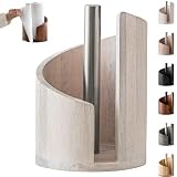 Natural Wood Craftsmanship: The wood paper towel holder countertop is handcrafted from wood. It has a smooth round base with unique natural grain patterns, adding a touch of rustic charm and warmth to your kitchen or bathroom decor.
