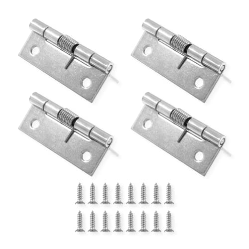 Suiwotin 4Pcs Spring Loaded Door Hinges, 2 Inch Stainless Steel Spring Hinge, Polished Chrome Cabinet Hinges, Heavy Duty Self Closing Hinges #TOP25