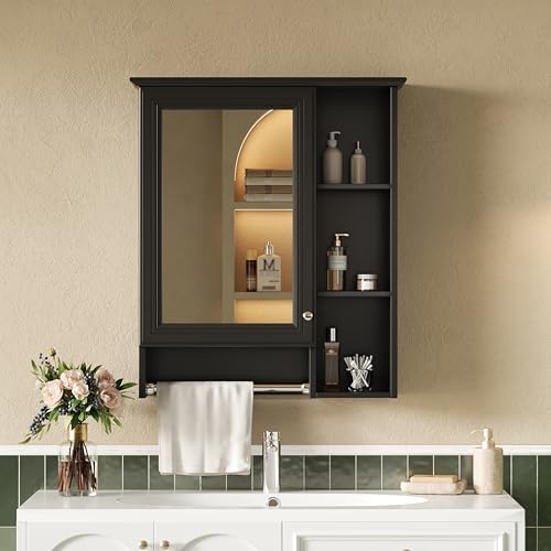 Merax 3-in-1 Bathroom Mirror Cabinet, 24-inch Wall Mounted Medicine Cabinet
