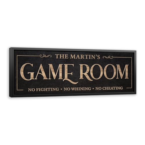 Awesometik Game Room Sign Personalized Canvas Wall Decor with Custom