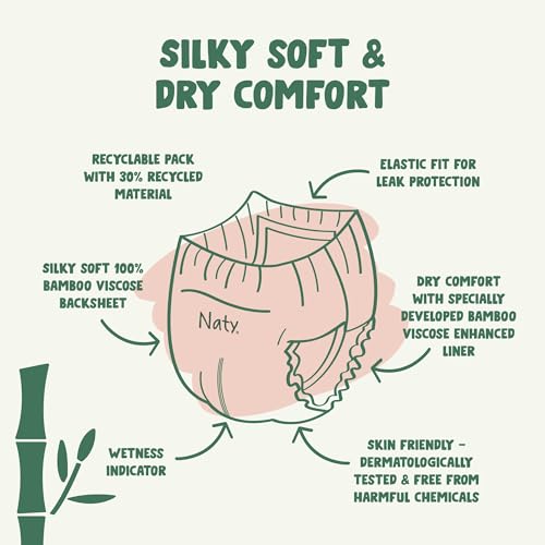 Naty Bamboo Viscose Training Pants – Potty training underwear, Pull ups, Eco-Friendly, Silky Soft, Hypoallergenic, for Sensitive Skin & Super Absorbent (Size 7, 64 Count) by Naty - Image 2