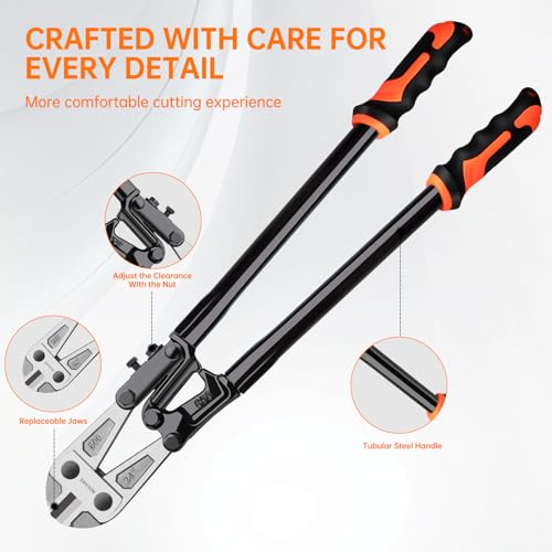 NOEAIKE 24 Inch Bolt Cutter Heavy Duty Forged T8 Steel Blade Wire Cutters for Chain/Metal/Screw/Rivet/Medium Padlock/Fence with Rubber Grip Handle - Thumbnail 6