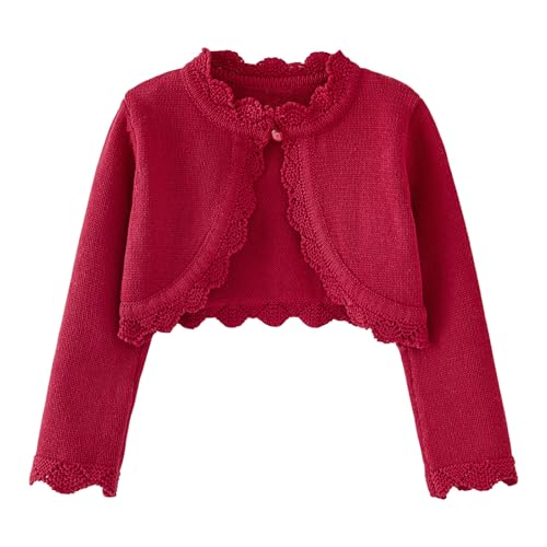 Bolero Shrug Cardigan for Girls 2025 Cute Knit Open Front Long Sleeve Sweater Button Lightweight Kids Cardigans