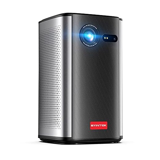 BYINTEK P70 Mini DLP 3D Projetor Corpo metálico, HD LED Wifi Projetor portátil alimentado por bateria, suporta 1080P 4K, sistema operacional Android 9.0, tela sem fio, com bolsa de transporte e tripé