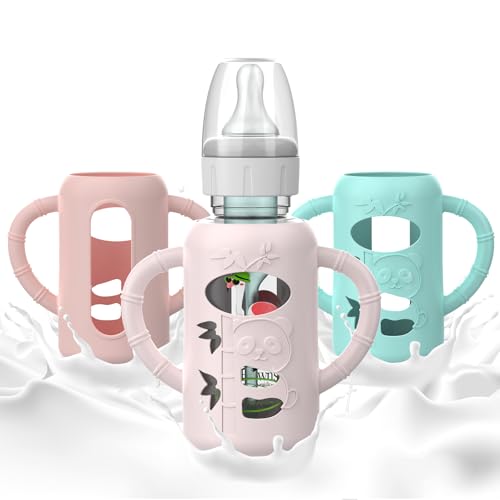 Image of 3 PCS Dr Brown Glass Bottles Silicone Sleeves, Compatible with Dr Browns Glass Bottles 4 oz, Anti-Drop Dr Brown Baby Bottles Sleeves with Handles, Heat-Insulating and Easy to Clean