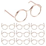 PATIKIL Mini-Puppenbrillen, 3,5 cm, 20 Stück, Puppen-Verkleidungsbrillen, Miniatur-Rundbrillen, Metalldrahtrand zum Basteln, für Haustiere, Puppenherstellung, Zubehör, Roségold