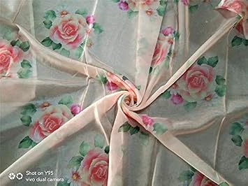 Puresilks Satin Organza Fabric Digital Printed by The Yard