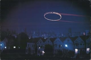 San Francisco Night Sky Illuminated Ring & Painted Ladies Francisco, California Original Vintage Postcard