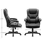 Furmax Office Executive Chair High Back Adjustable Managerial Home Desk Chair, Swivel Computer PU Leather Chair with Lumbar Support (Black) - Image 3