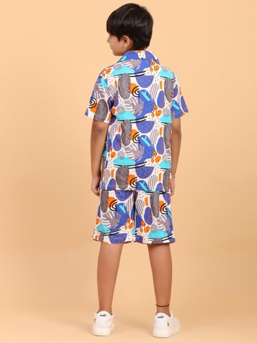 Image of Ninos Dreams Boys Cotton Rayon Halfsleeves Coord Set with Shirt & Shorts /Boys Vacation wear /boys co ord set /Boys Tropical print Shirt & Shorts set /Boys Clothing Set