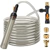 hygger Bucket-Free Aquarium Water Change Kit Metal Faucet Connector Fish Tank Vacuum Siphon Gravel Cleaner with Long Hose 25FT Drain & Fill