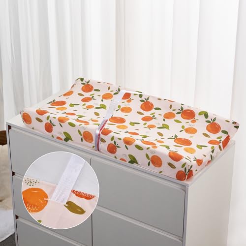 Image of Baby Changing Pad Cover, Changing Table Cover for Girls Boys, Ultra Soft Breathable, 2 Pack Orange Flavour & Orange
