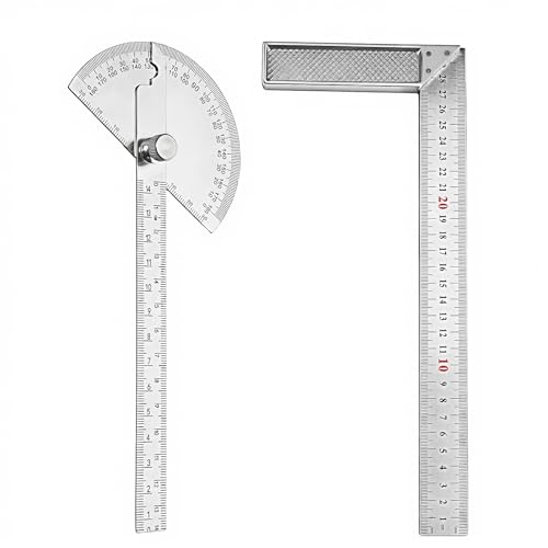 msymsyu 300MMx140MM Anschlagwinkel 1 Stk Schreinerwinkel Edelstahl 90 Schlosserwinkel und Winkelmesser Mit Feststellschraube und Lineal Schlosserwinkel mit Anschlag für Tischler DIY Zeichnen