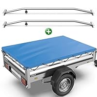 Tarpofix&reg; Telo Per Rimorchio Auto 256 X 145 X 8 Cm 4x Staffa Per Telone (regolabile 140-210 Cm) - Copri Rimorchio In Materiale PVC - Telo PVC Per Vari Rimorchi Auto