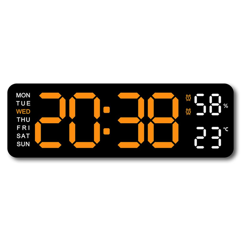 Pomarańczowy, elektroniczny zegar stereo cyfrowy wyświetlacz, cyfrowy duży wyświetlacz budzik, funkcja alarmu i wyświetlacz wilgotności, cyfrowy budzik na stolik nocny