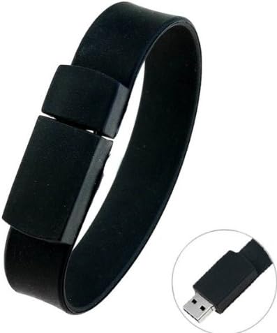 8GB USB Flash Drive Cool Rubber Bracelet Style 8G Memory Stick USB 2.0 U Disk - Black