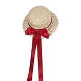 HEYXI Straw Hat Women TeaParty Sunhat Bows Straw Hat Ribbon Straw Hat Straw Beachs Hat Sunhat Red