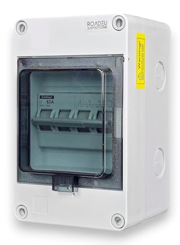 RoadEu - Netzumschalter 63A 4-polig – Stromquellen-Umschalter I-0-II für Notstrom – Schalter mit IPâ€¦ – Miniatur