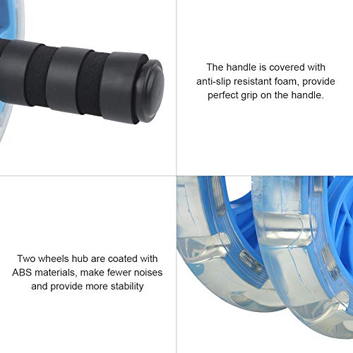 Fitness Roller con Rodamientos, Ejercitador Abdominal de Rueda Doble con Cinta de Resistencia, Ruedas ABS Silenciosas y Manijas Anti-deslizantes de Espuma para Adelgazar la Cintura en Casa miniatura 7