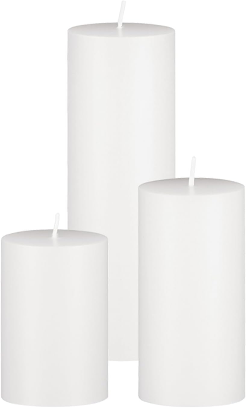 VEVOR Pillar Candles and Glass Vases Set 24 Pcs, Clear Cylinder Hurricane Candle Holders for Wedding Centerpieces, Tall Vase for Table Decor, Wedding Party, Thanksgiving,White (2.56" x 4.7",5.9",7.9") - Image 9