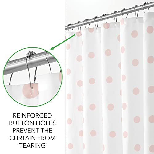 Mdesign Polyester Fabric Modern Geometric Polka Dot Print Shower Curtain With Reinforced Buttonholes For Master And Guest Bathroom - Machine Washable & Water Resistant - 72" X 72" - Pink #TOP3
