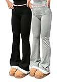 TELUPDI Women’s 3 PCS Flare Yoga Pants High Waisted Soft Bootcut Leggings with Tummy Control Gym Workout Casual Lounge Wear (US, Alpha, Medium, Regular, Regular, Black+Light Grey)