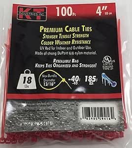 2745285 5-9416 4-Inch Cable Ties, Ultra Light Duty, Red, 100-Pack image 2
