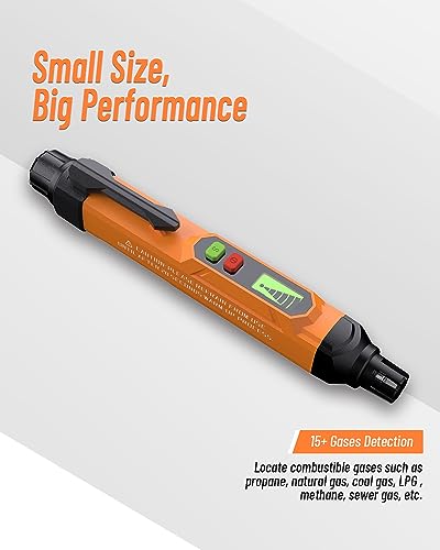 Gas Leak Detector; VITITE Propane and Natural Gas Detector; Mini Portable Gas Alarm to Locate Combustible Gas Leak Sources for Home and RV (Includes 2 Batteries & Carrying Pouch) - Orange