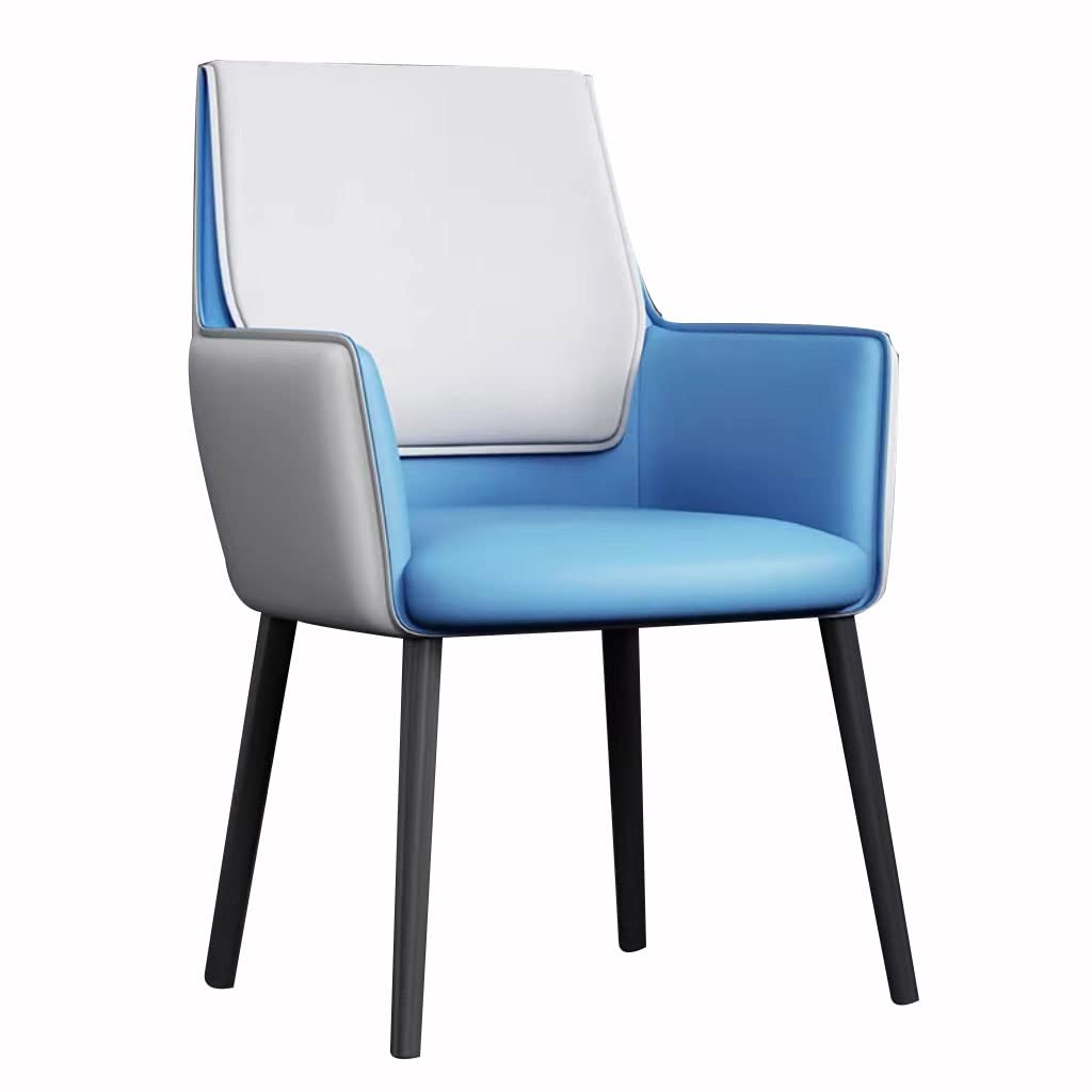YNBSHGAA Kitchen Dining Chairs with Ergonomic Armrests Backrest and Metal Legs for Counter Lounge Reception Chair,6-Blue+gray-One Size