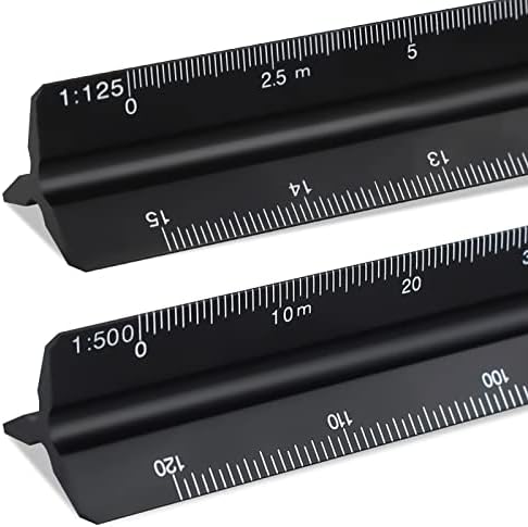 30cm Triangular Scale Ruler, SZXMDKH Metal Ruler for Architects, 1:20, 1:25, 1:50, 1:75, 1:100, 1:150 (Copper)