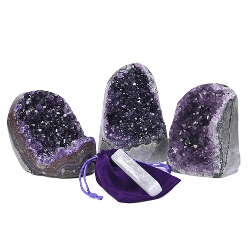 Premium Amethyst Geode Stone Cluster [2.5 to 3 lb.] - Each Piece is Unique & Natural - Real Raw Healing Crystal Rock from Uruguay - Deep Purple Decoration - FREE 3" Selenite Wand by Extreme Rocks & Fossils - Image 8