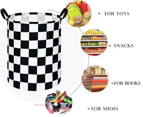 Image of Round Laundry Hamper Clothes Storage Basket Fabric Storage Hamper Organization Storage Bin, Nursery Box,Gift Basket with Handles