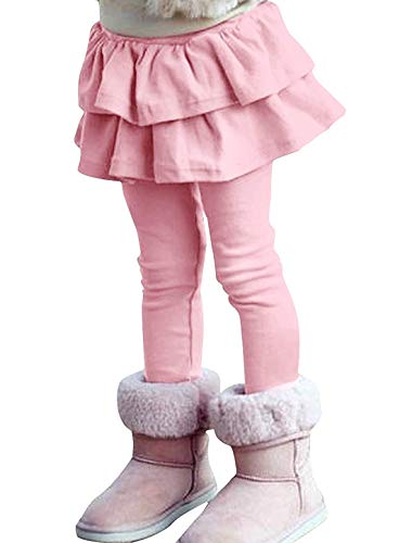 Maorrew Kids Girls Cotton Stretch Footless Leggings with Ruffle Tutu Skirt Pants 3-11Y