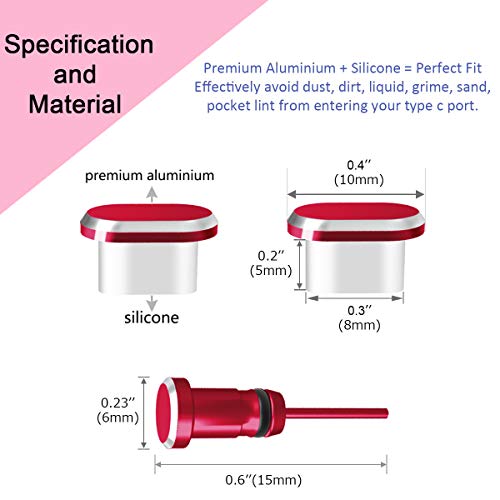 VIWIEU USB C Dust Plugs Charging Port Cover Caps with Cable Protectors 2 PCS Compatible with iPhone 16 15 Pro Max Samsung Galaxy S25/S24/S23/S22/S21/S20+ Ultra/Z Flip 6/Z Fold 6 Pixel OnePlus (Red) by VIWIEU - Image 6