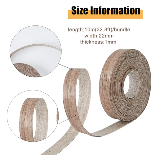 SUPERFINDINGS 32 Fuß Rolle Holzfurnier Kantenstreifen Vorgeklebtes Kamelsperrholz Kantenstreifen Flexibles Holzband Lange Dünne Echtholz Furnierstreifen Für Schrankmöbel