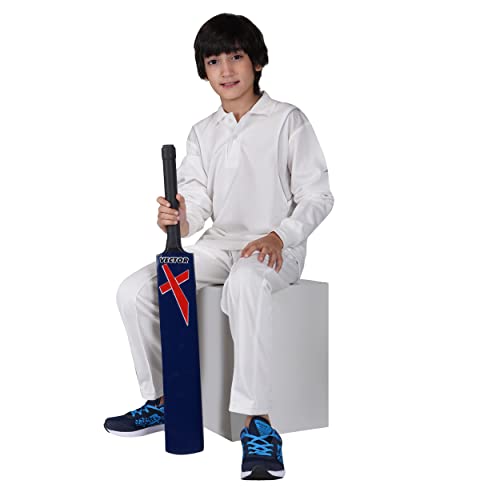 Image of Vector X Regular Fit 100% Polyester Fabric with Full Sleeve Polo Collar Neck Jersey /T-Shirt Cricket Uniform Dress Tshirt for Kids Boys White