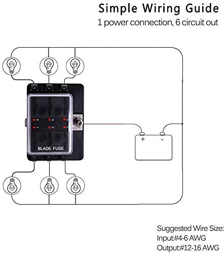 Miniatura 5 de Jtron DC 12  32 V Blade Fuse Box Holder con kit de luz de advertencia LED para bloque de fusibles marino automático, fusibles incluidos cable de