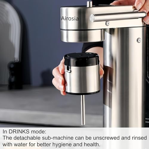 Image of 304 Stainless Steel Sparkling Water Maker -Carbonates Any Drink Soda Maker, Carbonator Machine with BPA Free Bottles(1L+0.5L) (CO2 Carbonator NOT Included) Black