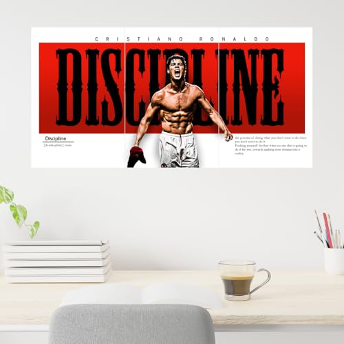 Image of Good Hope - Footballer Ronaldo Split Poster - Football Player Motivation Wall Art Soccer Football Player Motivational Design Paintingfor boys Bedroom living room Home GYM Sports gaming Office Men wall decoration (12x18 Inch posters without frame framed)