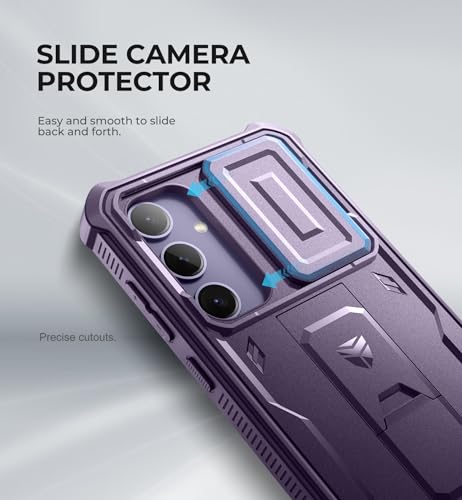 Image of Dexnor for Samsung Galaxy S24 Plus Case with Built-in Slide Camera Cover & Screen Protector & Kickstand, Shockproof Rugged Case Full-Body Bumper Protective Cover for Galaxy S24 Plus (2024),Purple