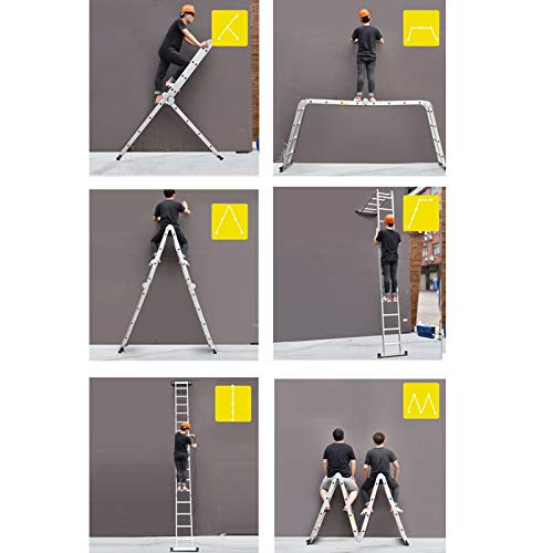 TimmyHouse Folding Extendable Multipurpose Aluminum Ladder 15.5 FT Telescopic Scaffold